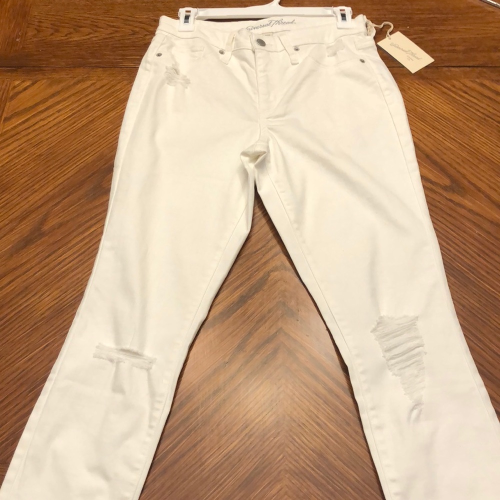 White Slightly Ripped Jeans